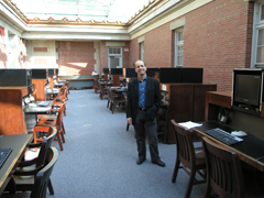 Skip Pizzi, Technical Director of Ellis Island Memorial in the Jerome Library.